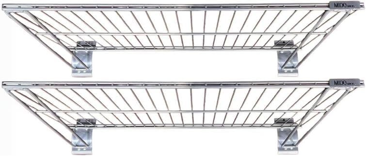 MIDO BROS. Slatwall Wire Metal Shelf Heavy Duty Adjustable Steel Slat Wall Mount Shelves for Garage Storage & Retail Display (24" x 12") Pack of 2 (Silver) - Image 4